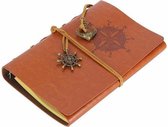 Vintage Lederen Notitieboek / Schetsboek / Schrijfmap / Notebook / 7 kleuren - Geel Bruin - A5