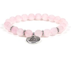 Mala Armband Rozenkwarts Elastisch met Boeddha
