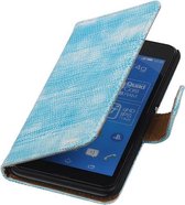Lizard Bookstyle Wallet Case Hoesjes voor Sony Xperia E4 Turquoise