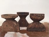 Kaarsenkandelaar van oud hout groot - h18cm