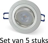 Dimbare LED GU10 inbouwspot | 5W | Zilver rond | Set van 5 stuks Met Philips LED lamp