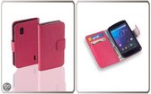 LELYCASE Bookstyle Wallet Case Flip Cover Bescherm Hoesje LG Nexus 4 Pink/Roze