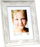 Deknudt Frames fotolijst S46EE1 - wit met zilver biesje - 18x24 cm