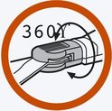 Pictogram van Gardena graschaar met 360 graden draaibare kop.