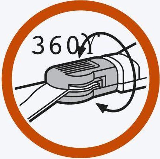 Pictogram van Gardena graschaar met 360 graden draaibare kop.