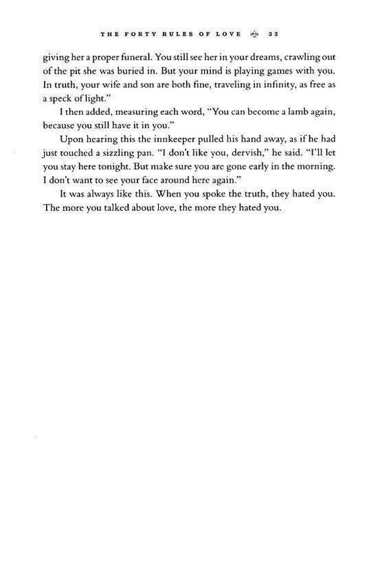 Pagina 33 van 'The Forty Rules of Love' met tekst.