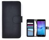 Wallet Bookcase Puleder Hoesje voor Huawei P9 Lite Mini - Zwart Fashion