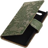 Lace Bookstyle Wallet Case Hoesje voor Sony Xperia Z4 Compact Donker Groen