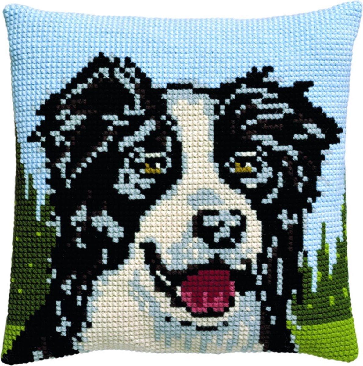 Pako borduurpakket kruissteek kussen - border collie hond - geprint stramien -003.124 - DIY kit