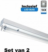 LED Buis armatuur 150cm - Enkel | Inclusief LED Buis - 6000K - Daglicht (Set van 2 stuks)