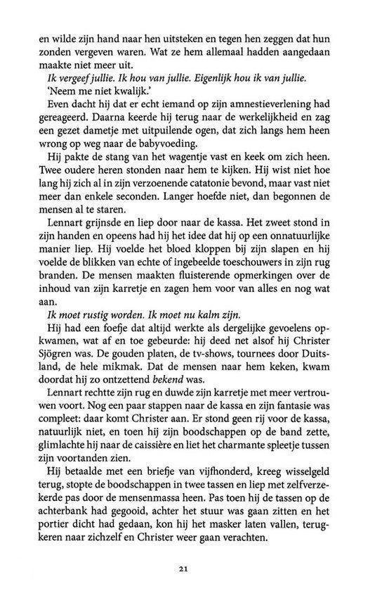 Boekpagina 21. Tekst over een auto, een cassette, paddenstoelen en een gesprek.
