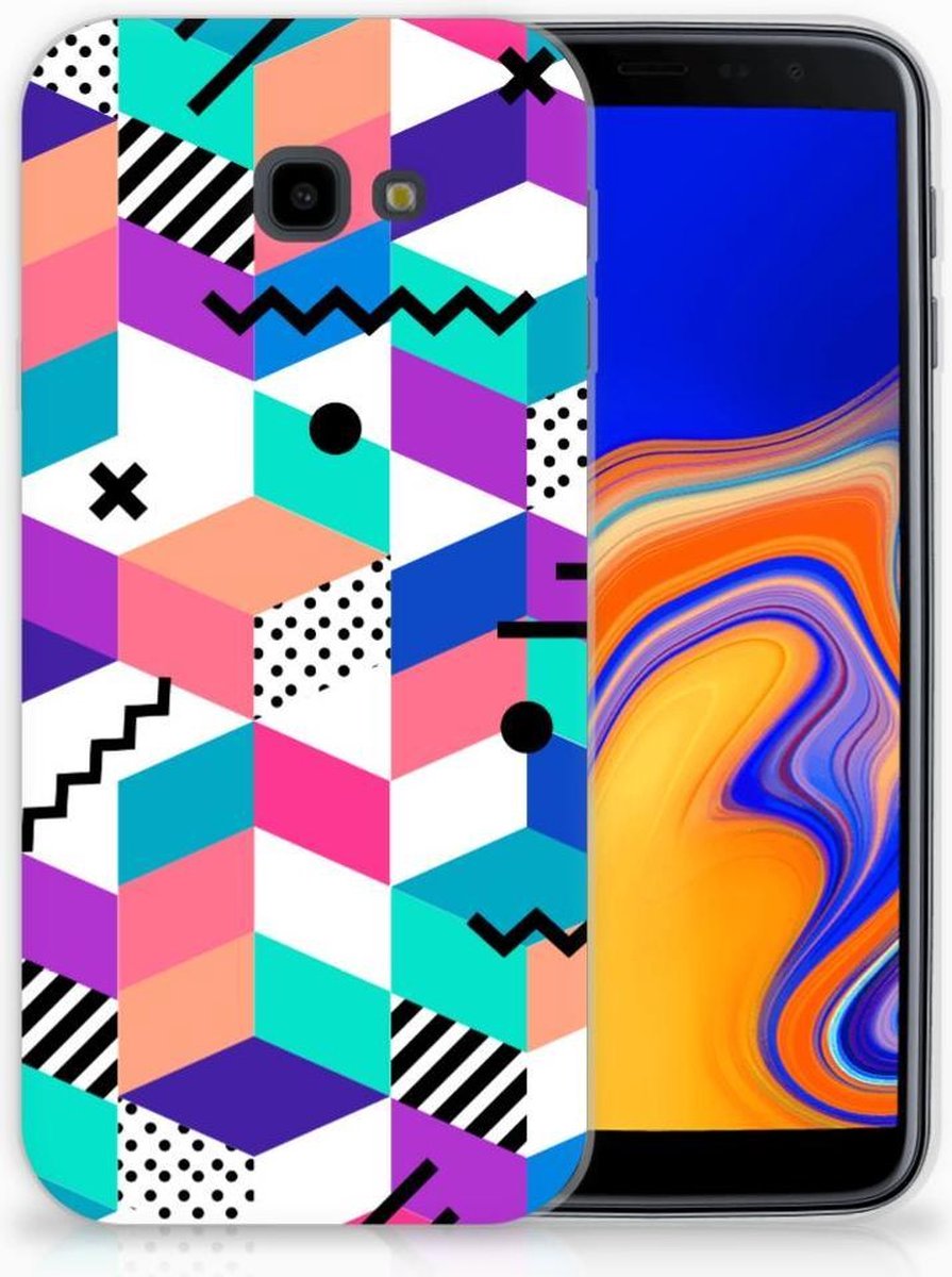 Samsung Galaxy J4 Plus (2018) TPU Hoesje Blokken Kleurrijk