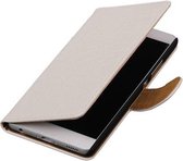 Croco Bookstyle Wallet Case Hoesjes Geschikt voor Huawei P9 Plus Wit