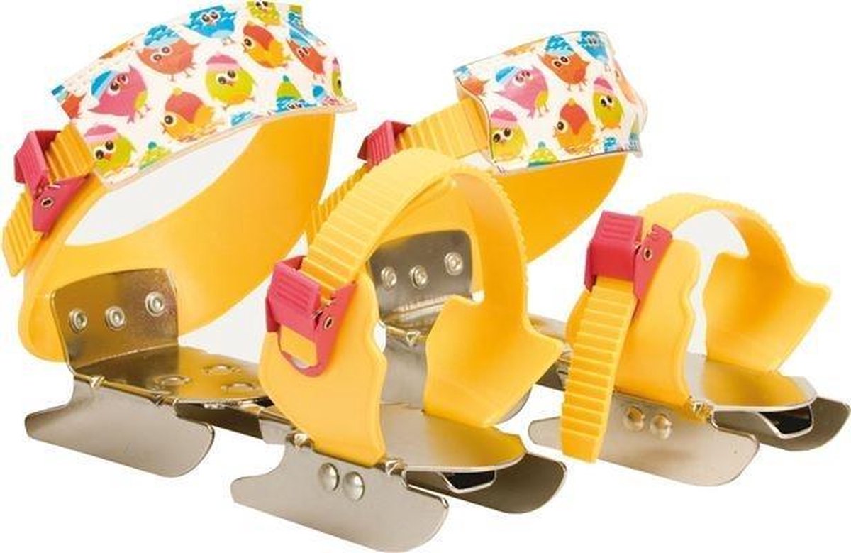 Nijdam Junior Glij-ijzers Verstelbaar – Little Bird – Geel/Roze