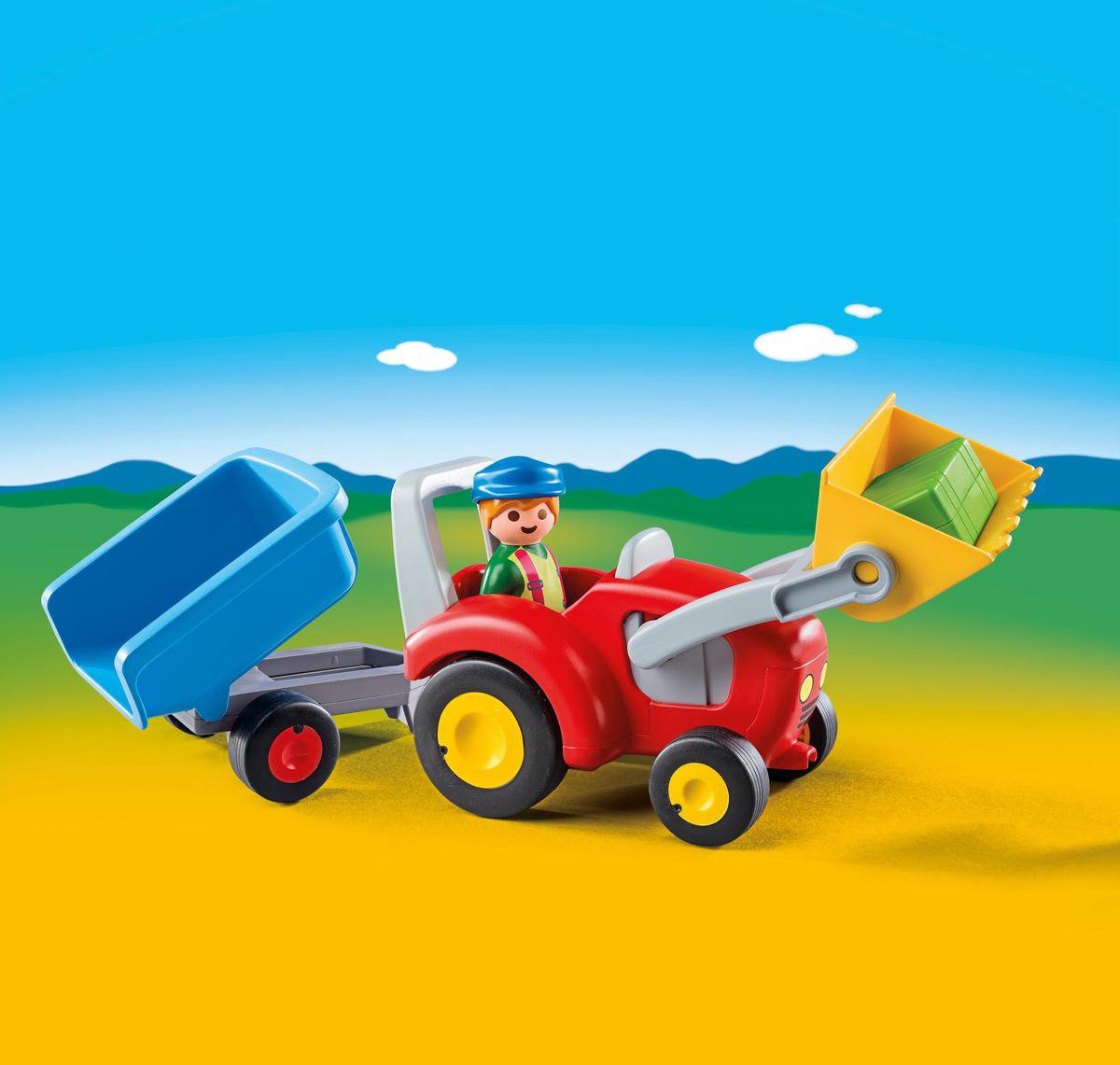 PLAYMOBIL 1.2.3 Boer met tractor en aanhangwagen - 6964 — afbeelding 10