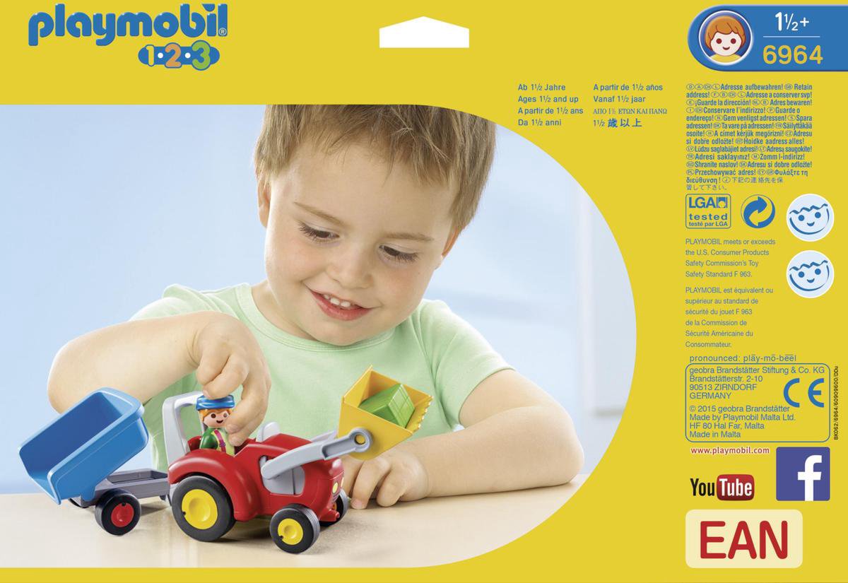 PLAYMOBIL 1.2.3 Boer met tractor en aanhangwagen - 6964 — afbeelding 12