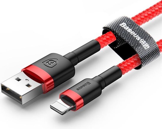 Baseus Apple Lightning naar USB A voor iPhone / iPad - 1m - Rood