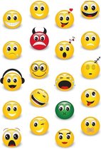 20x  Emoticons stickers met 3D effect met zacht kunststof - kinderstickers - stickervellen - knutselspullen