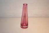 Henry Dean - Vaas - Decoratie vaas - Glas - Mond geblazen glas – Rond -  Helder Glas - Roze - diameter boven 3.5 cm onder 7 cm