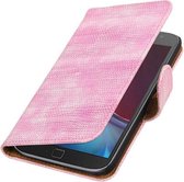 Roze Mini Slang booktype wallet cover hoesje voor Motorola Moto G4 / G4 Plus
