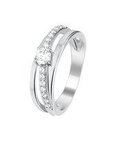 The Jewelry Collection Ring Zirkonia - Zilver Gerhodineerd