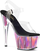 Pleaser Sandaal met enkelband, Paaldans schoenen -36 Shoes- ADORE-708HGI Paaldans schoenen Roze/Transparant