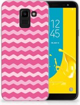 Geschikt voor Samsung Galaxy J6 2018 Uniek TPU Hoesje Waves Pink