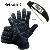 Gohh 1 Vleesthermometer en 1 paar BBQ-handschoenen  (gemaakt van Aramide en Kevlar - EN40