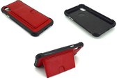 Atouchbo - Hard Back Cover voor Apple iPhone X - Leder Look - geschikt voor 1 pasje - Rood