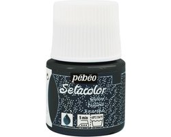 Pébéo Setacolor Glitter Zwarte Textielverf - 45ml textielverf voor lichte stoffen