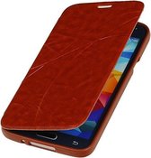 Bestcases Bruin TPU Book Case Flip Cover Motief Hoesje Samsung Galaxy S5