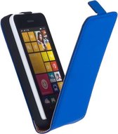 LELYCASE Lederen Nokia Lumia 530 Premium Flip Case Cover Hoesje Blauw