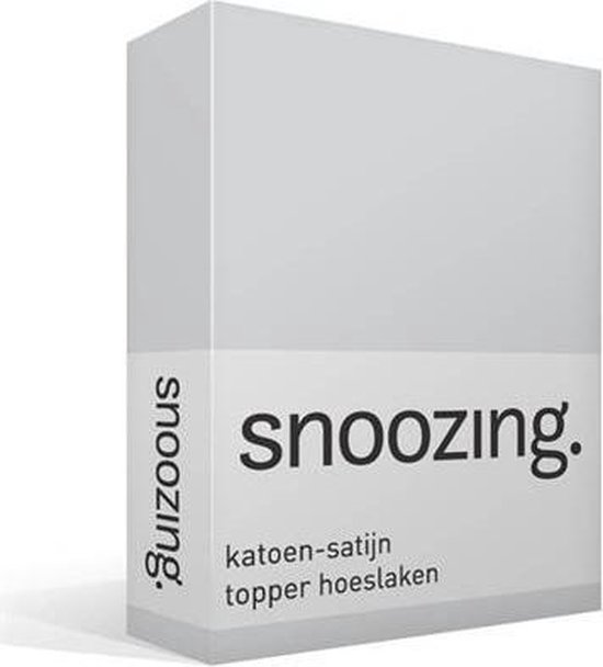 Snoozing - Katoen-satijn - Topper - Hoeslaken - Tweepersoons - 150x200 cm - Grijs