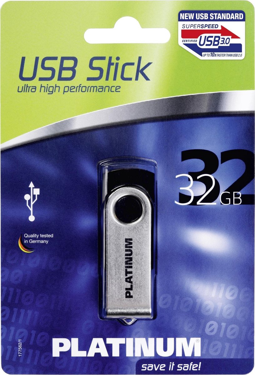 Platinum TWS USB-stick 32 GB Zwart 177491 USB-A 3.2 Gen 1
