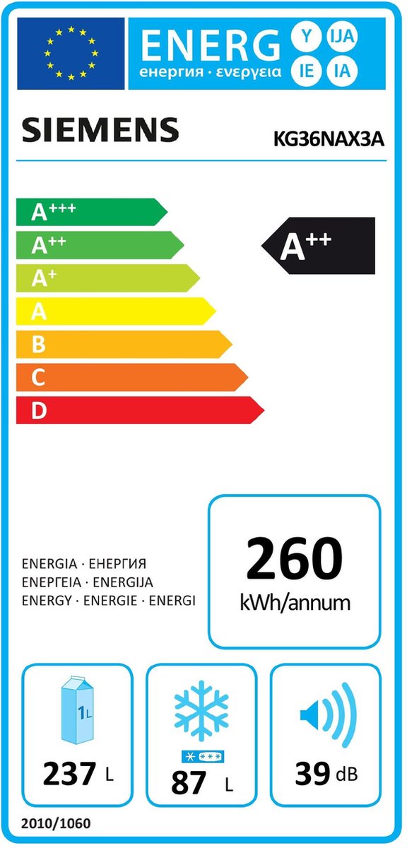 Congélateur Autonome Siemens IQ500 GS36NAIDP 242 L - Classe A+++, NoFrost, VarioZone, Acier Inoxydable Anti-Empreintes