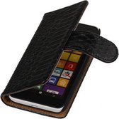 Snake Bookstyle Wallet Case Hoesjes voor Nokia Lumia 530 Zwart