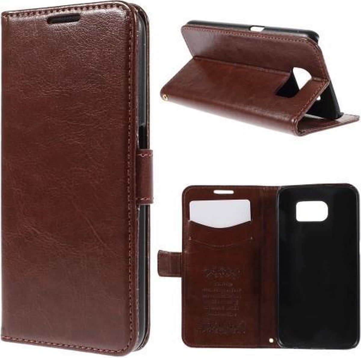 Kds PU Leather Wallet hoesje Samsung Galaxy S6 Edge bruin
