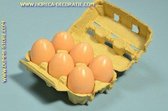 Doos met 6 KUNSTSTOF eieren BRUIN (decoratie) - 45x65 mm