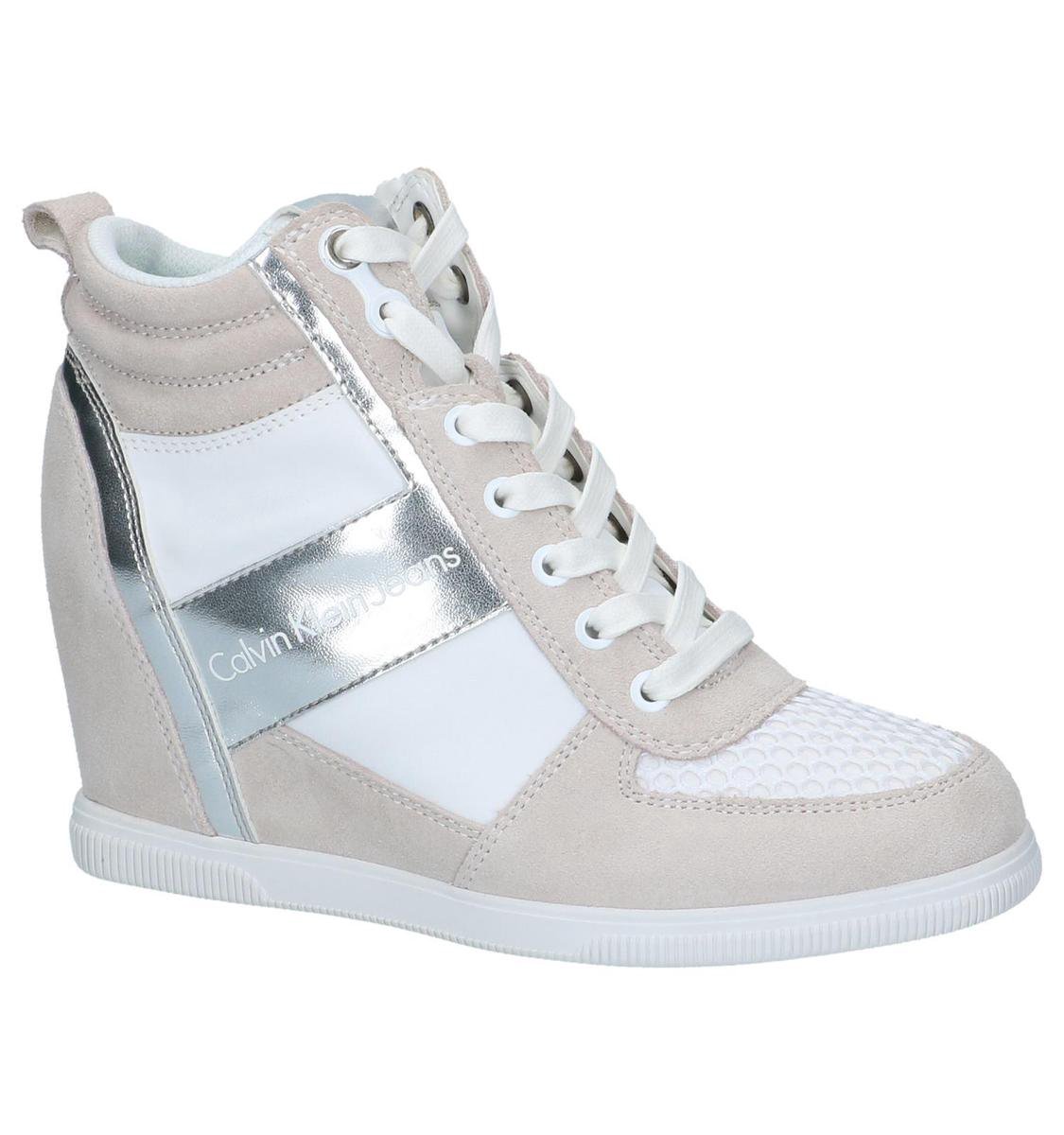 Calvin Klein - Beth - Sneaker met sleehak - Dames - Maat 36 - Wit - WSI  -White/Silver | bol.com