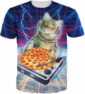 Pizza DJ Kat t-shirt Maat: S V-hals