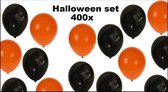 400x Ballonnen set zwart/oranje - Ballon festival feest party halloween helium