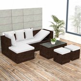 Loungeset poly rattan bruin 12-delig  (incl. Fleecedeken)