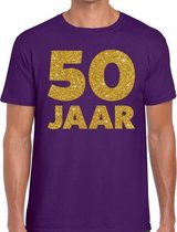 50 Jaar goud glitter verjaardag t-shirt paars heren XL