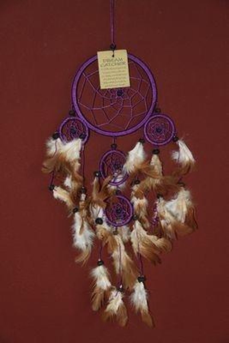 Zus & Zo Dromenvanger / Dreamcatcher Ø12cm met kleintjes - paars