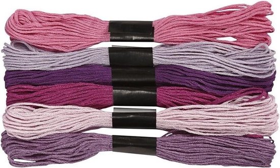 6x Hobby fil à broder nuances violettes 1mm - fil à coudre coton | bol