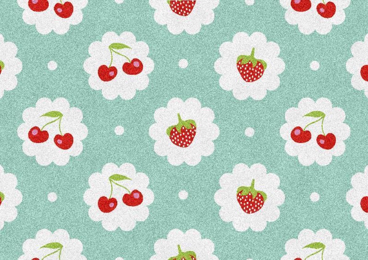 Kinder Vloerkleed Tapijt Mat kinderkamer Aardbei Kers - Wasbaar - Antislip - 85 x 60 cm