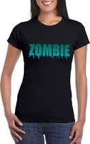 Halloween Halloween zombie tekst t-shirt zwart dames - Halloween kostuum S