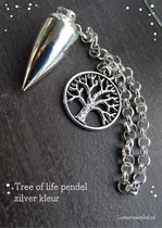 Zilverkleur pendel met tree of life