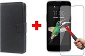 LG K4 zwart agenda hoesje + Glas screenprotector