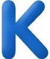 funtext letter K blauw